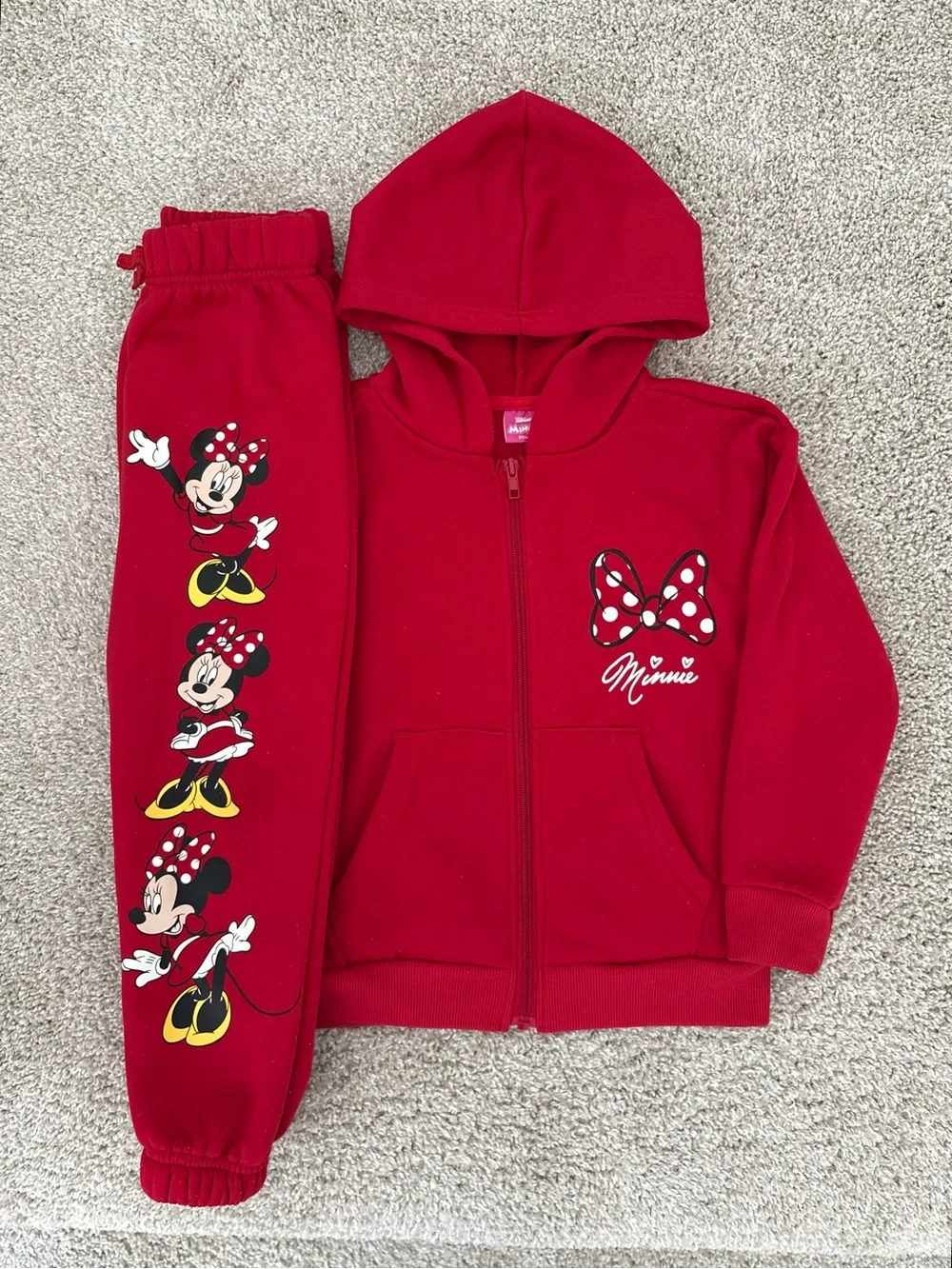 Girls Minnie Mouse Red Hoodie & Joggers Set Size 6